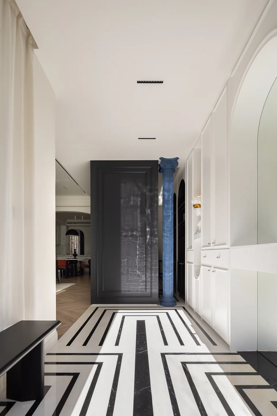 French elegance private residence with Klein blue in a black and white interior